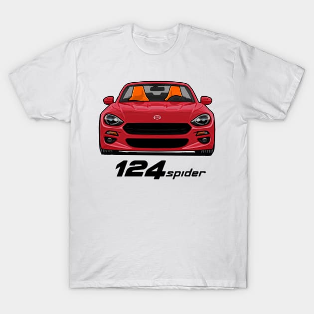 Fiat 124 Spider - Red T-Shirt by Woreth